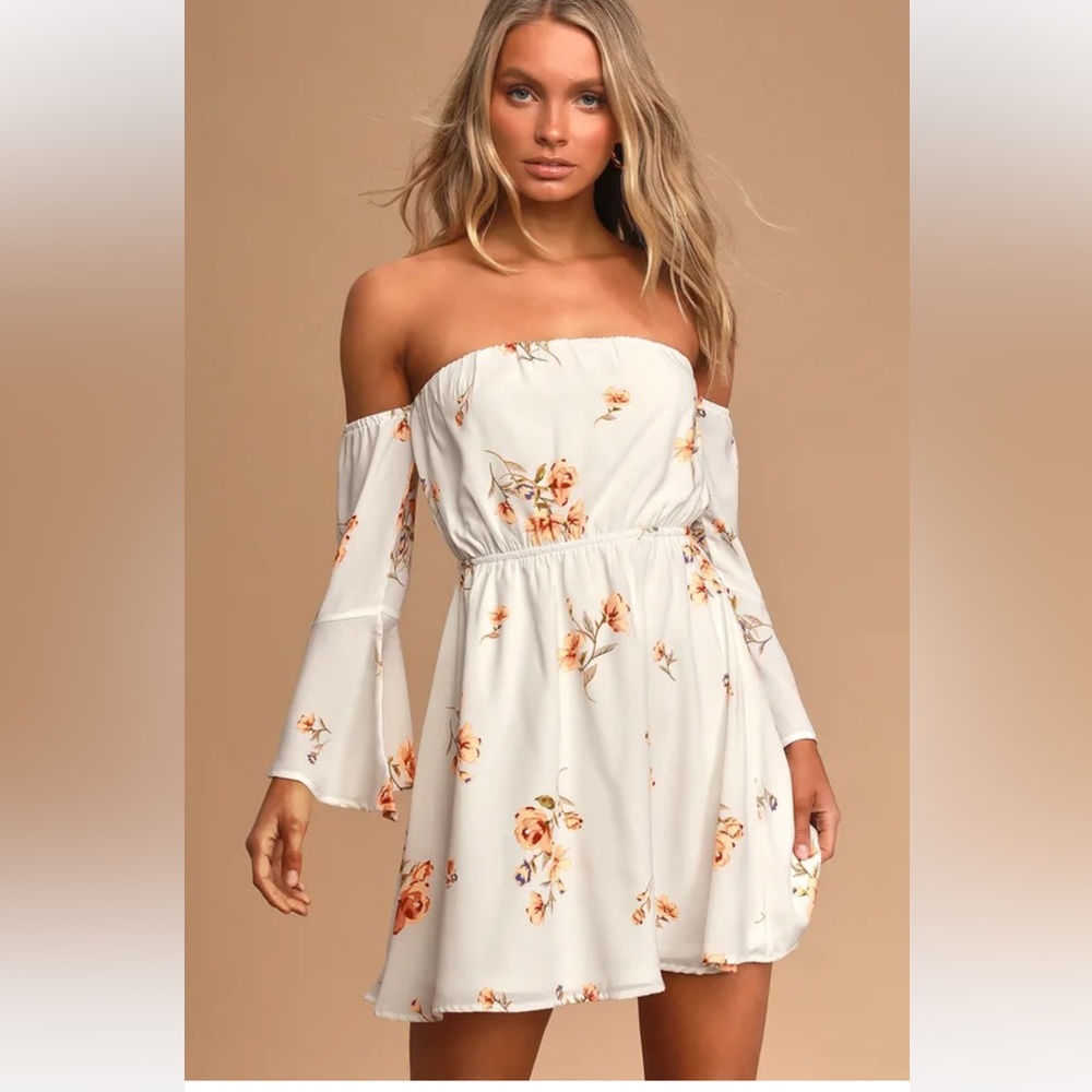 Lulu’s Lush Gardens Floral Off-The-Shoulder Mini Dress